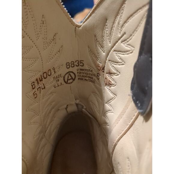 Vintage Acme Cowboy Boot Stacked Heel Women size 5.5 Medium Gray - Picture 10 of 11